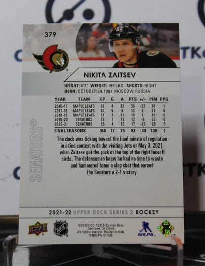 2021-22 UPPER DECK NIKITA ZAITSEV # 379  OTTAWA SENATORS HOCKEY CARD