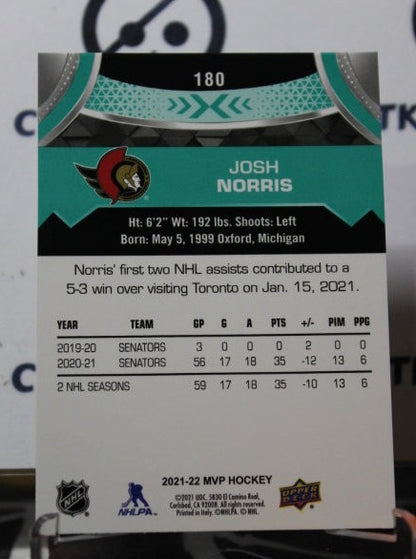 2021-22 UPPER DECK MVP JOSH NORRIS # 180  OTTAWA SENATORS HOCKEY CARD