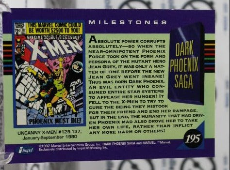 DARK PHOENIX # 195  X-MEN  MARVEL NM SUPER HEROES  NON-SPORT TRADING CARD IMPEL 1992