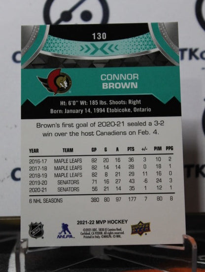 2021-22 UPPER DECK MVP CONNOR BROWN # 130  OTTAWA SENATORS HOCKEY CARD