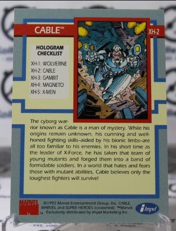 CABLE # XH-2  HOLOGRAM CHASE MARVEL SUPER HEROES IMPEL NON-SPORT TRADING CARD 1992