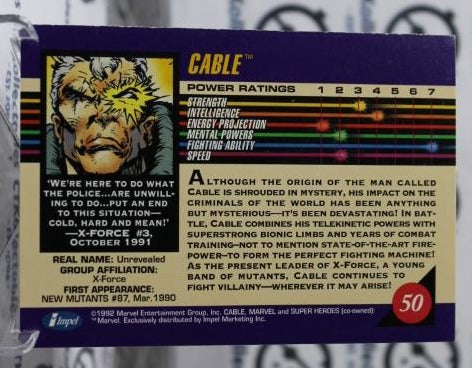 CABLE # 50  X-MEN MARVEL NM SUPER HEROES  NON-SPORT TRADING CARD IMPEL 1992