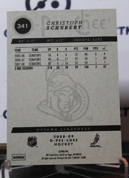 2008-09 O-PEE-CHEE CHRISTOPH SCHUBERT # 341 OTTAWA SENATORS NHL HOCKEY CARD