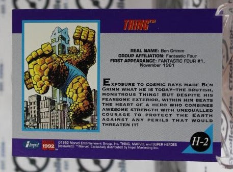 THING # H-2  HOLO CHASE MARVEL SUPER HEROES IMPEL NON-SPORT TRADING CARD 1992