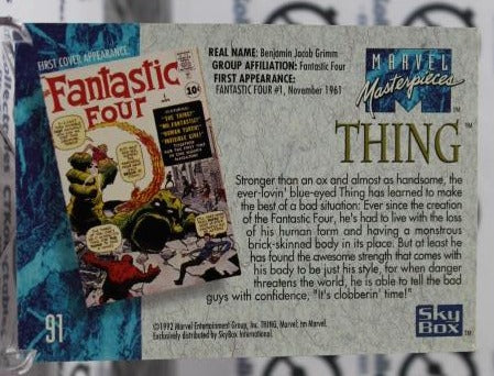 THE THING # 91 FANTASTIC FOUR MARVEL MASTERPIECES SUPER HEROES  NON-SPORT TRADING CARD SKYBOX 1992 MINOR WEAR