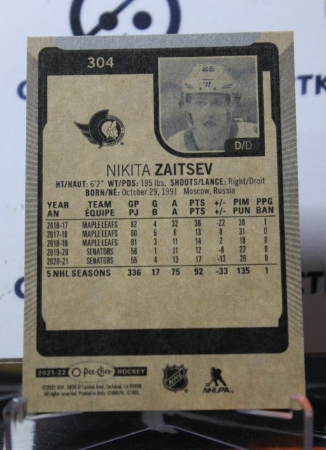 2021-22 O-PEE-CHEE NIKITA ZAITSEV # 304 OTTAWA SENATORS NHL HOCKEY CARD