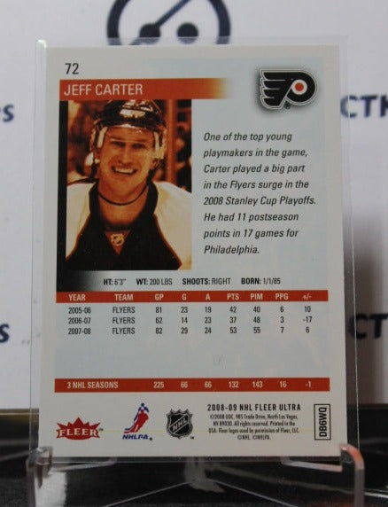 2008-09 FLEER ULTRA JEFF CARTER # 72  PHILADELPHIA FLYERS NHL HOCKEY  CARD
