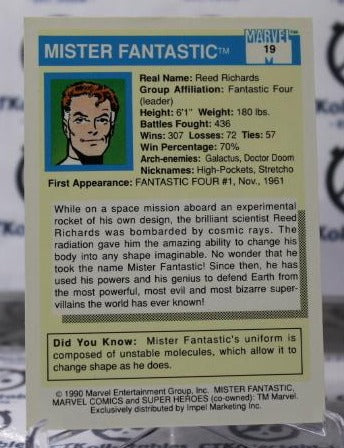 MISTER FANTASTIC # 19 FANTASTIC FOUR MARVEL SUPER HEROES NM NON-SPORT TRADING CARD IMPEL 1990