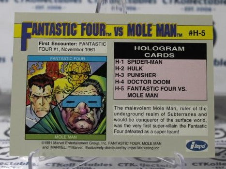 FANTASTIC FOUR VS MOLE MAN # H-5 HOLO CHASE MARVEL SUPER HEROES IMPEL NON-SPORT TRADING CARD 1991