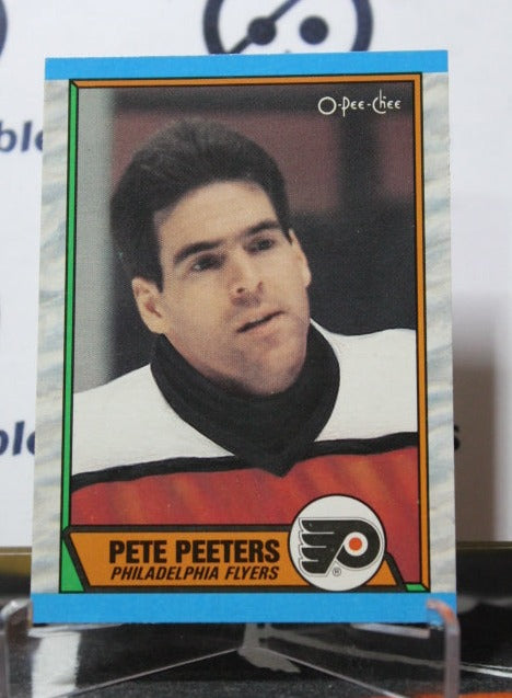 1989-90 O-PEE-CHEE PETE PEETERS  # 195  PHILADELPHIA FLYERS NHL HOCKEY  CARD