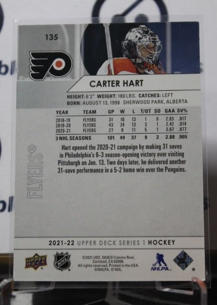 2021-22 UPPER DECK CARTER HART # 135 PHILADELPHIA FLYERS NHL HOCKEY  CARD