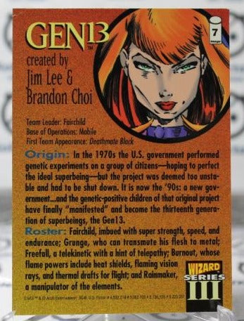 GEN13 # 7 NON-SPORT EVENT COMICS/WIZARD MAGAZINE PROMO CARD (CHROME) 1996