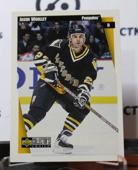 1997-98 UPPER DECK JASON WOOLLEY # 203  PITTSBURGH PENGUINS NHL HOCKEY TRADING CARD