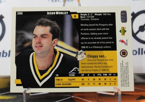 1997-98 UPPER DECK JASON WOOLLEY # 203  PITTSBURGH PENGUINS NHL HOCKEY TRADING CARD