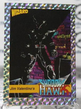 SHADOW HAWK # 2 JIM VALENTINO NON-SPORT IMAGE COMICS/WIZARD MAGAZINE PROMO CARD (FOIL PRISM) 1992