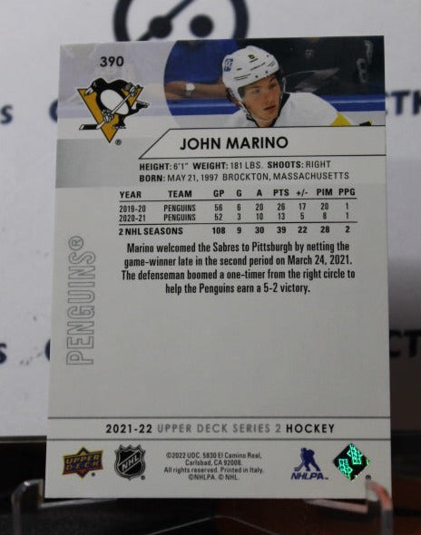 2021-22 UPPER DECK JOHN MARINO # 390  PITTSBURGH PENGUINS NHL HOCKEY TRADING CARD