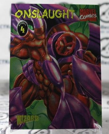 ONSLAUGHT # 4 NON-SPORT MARVEL COMICS/WIZARD MAGAZINE PROMO CARD (EMBOSSED CHROME) 1996