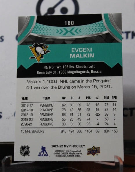 2021-22 UPPER DECK MVP EVGENI MALKIN # 160  PITTSBURGH PENGUINS NHL HOCKEY TRADING CARD