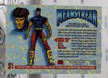 MEANSTREAK # S1  X-MEN 2099 MARVEL MASTERPIECES NM SUPER HEROES  NON-SPORT TRADING CARD SKYBOX 1993