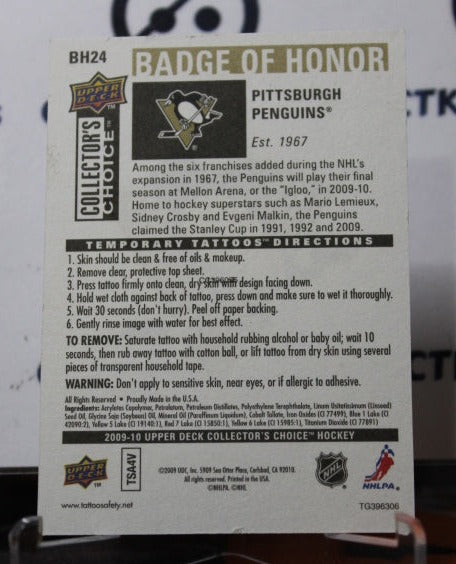 2009-10  O-PEE-CHEE  BADGE OF HONOR # BH24 PITTSBURGH PENGUINS NHL HOCKEY CARD