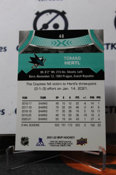 2021-22 UPPER DECK MVP TOMAS HERTL # 48 SAN JOSE SHARKS HOCKEY CARD