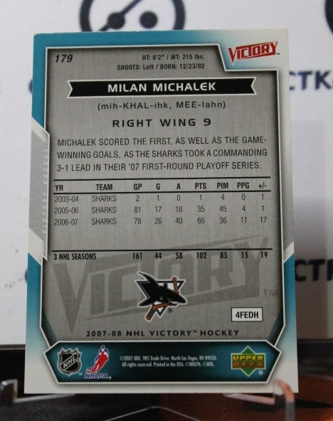 2007-08 UPPER DECK MILAN MICHALEK # 179 SAN JOSE SHARKS HOCKEY CARD