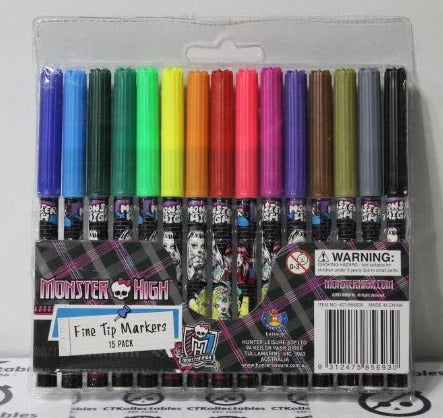 MONSTER HIGH FINE TIP MARKERS 15 PACK NEW UNOPENED