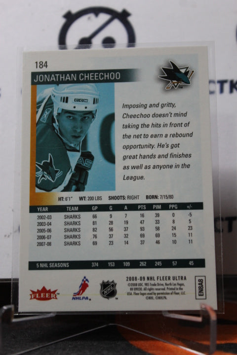 2008-09 FLEER ULTRA JONATHAN CHEECHOO # 184 SAN JOSE SHARKS HOCKEY CARD