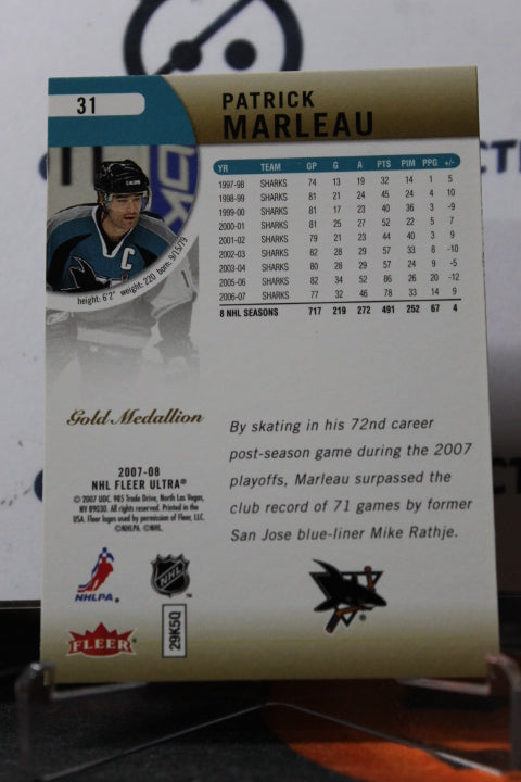 2007-08 FLEER ULTRA PATRICK MARLEAU # 31 SAN JOSE SHARKS HOCKEY CARD