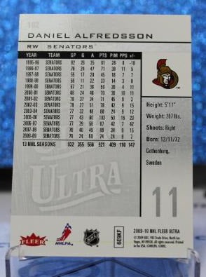 DANIEL ALFREDSSON # 102 FLEER ULTRA 2008-09 OTTAWA SENATORS NHL HOCKEY TRADING CARD