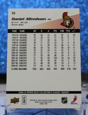 DANIEL ALFREDSSON # 55 UPPER DECK 2008-09 OTTAWA SENATORS NHL HOCKEY TRADING CARD