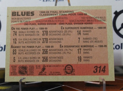 1989-90  O-PEE CHEE FINAL STANDINGS # 314  ST. LOUIS BLUES NHL HOCKEY CARD