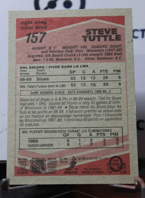 1989-90  O-PEE CHEE STEVE TUTTLE # 157  ROOKIE ST. LOUIS BLUES NHL HOCKEY CARD