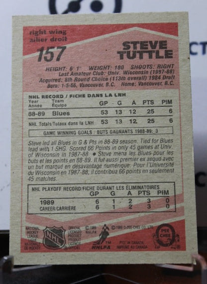 1989-90  O-PEE CHEE STEVE TUTTLE # 157  ROOKIE ST. LOUIS BLUES NHL HOCKEY CARD