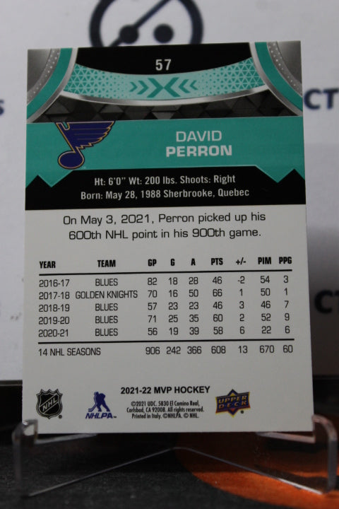 2021-22 UPPER DECK MVP DAVID PERRON # 57   ST. LOUIS BLUES HOCKEY CARD