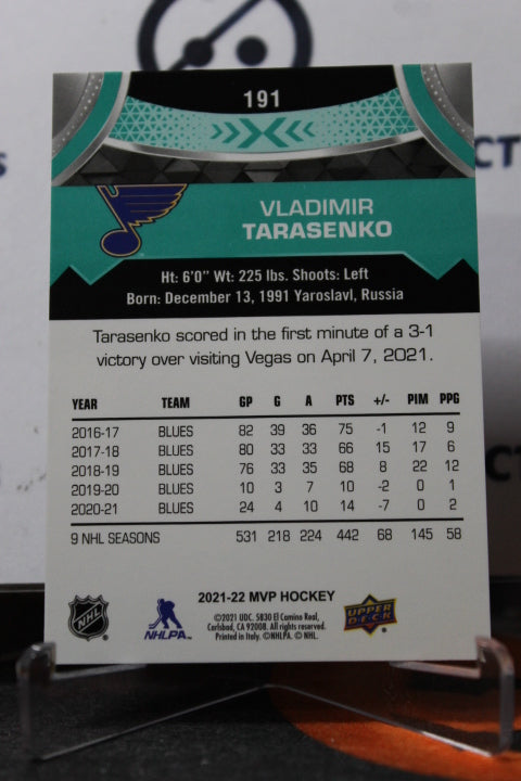 2021-22 UPPER DECK MVP VLADIMIR TARASENKO # 191  ST. LOUIS BLUES HOCKEY CARD