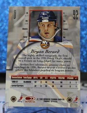 BRYAN BERARD # 92 RC DONRUSS CANADA ICE 1996-97 NEW YORK ISLANDERS NHL HOCKEY TRADING CARD