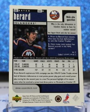 BRYAN BERARD # 123 UPPER DECK 1997-98 NEW YORK ISLANDERS NHL HOCKEY TRADING CARD