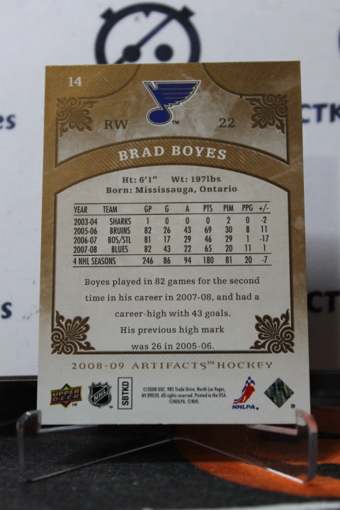 2008-09 UPPER DECK  ARTIFACTS BRAD BOYES # 14  ST. LOUIS BLUES HOCKEY CARD