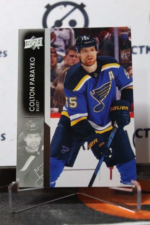 2021-22 UPPER DECK  COLTON PARAYKO # 407 ST. LOUIS BLUES HOCKEY CARD