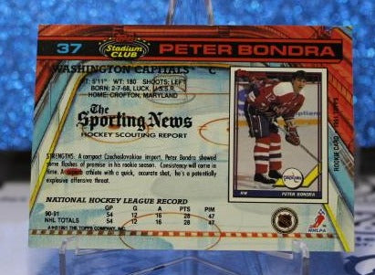 PETER BONDRA # 37 TOPPS STADIUM CLUB 1991 WASHINGTON CAPITALS NHL HOCKEY TRADING CARD