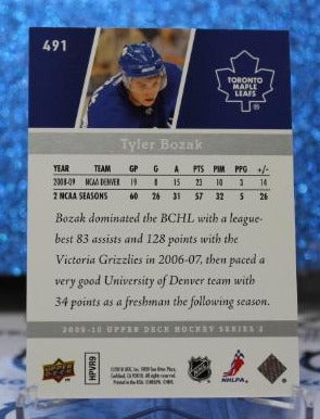 TYLER BOZAK # 491 UPPER DECK YOUNG GUNS 2010 TORONTO MAPLE LEAFS NHL HOCKEY TRADING CARD