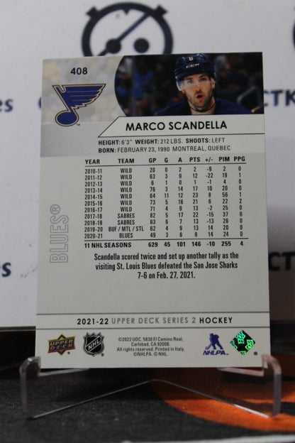 2021-22 UPPER DECK  MARCO SCANDELLA # 408  ST. LOUIS BLUES HOCKEY CARD