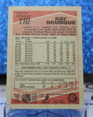 RAY BOURQUE # 110  O-PEE CHEE 1989 BOSTON BRUINS  NHL HOCKEY TRADING CARD