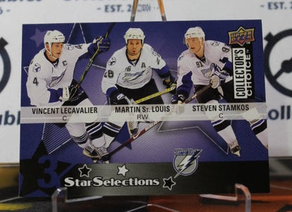 2009-10 UPPER DECK VINCENT LECAVALIER  MARTIN ST. LOUIS  STEVEN STAMKOS # 227 STAR SELECTION  TAMPA BAY LIGHTNING HOCKEY CARD