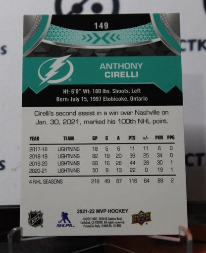 2021-22 UPPER DECK MVP ANTHONY CIRELLI  # 149 TAMPA BAY LIGHTNING HOCKEY CARD