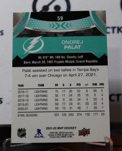 2021-22 UPPER DECK MVP ONDREJ PALAT  # 59 TAMPA BAY LIGHTNING HOCKEY CARD