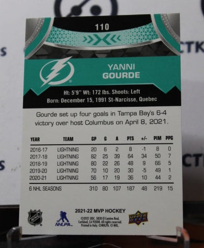 2021-22 UPPER DECK MVP YANNI GOURDE  # 110 TAMPA BAY LIGHTNING HOCKEY CARD
