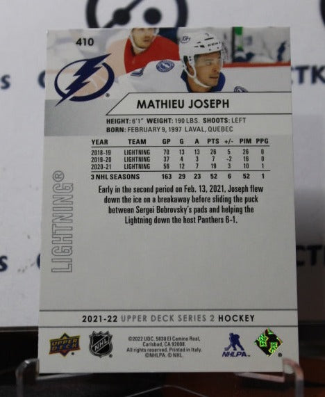 2021-22 UPPER DECK MATHIEU JOSEPH  # 410 TAMPA BAY LIGHTNING HOCKEY CARD
