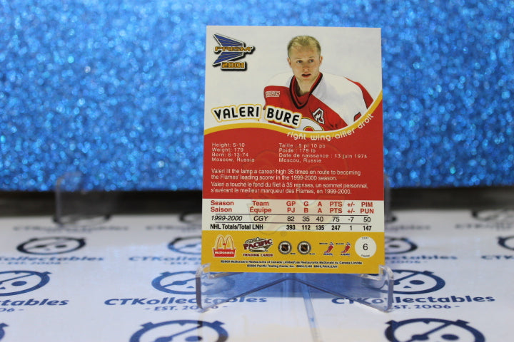 VALERI BURE # 6 PRISM PACIFIC McDONALD'S 1999-2000 CALGARY FLAMES NHL HOCKEY TRADING CARD